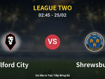 Kết Quả: Salford City 1-2 Shrewsbury – Highlight & Bàn Thắng | League Two