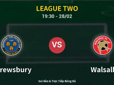 Soi Kèo Shrewsbury vs Walsall – 19:30 28/02 | Nhận Định, Dự Đoán Tỷ Số