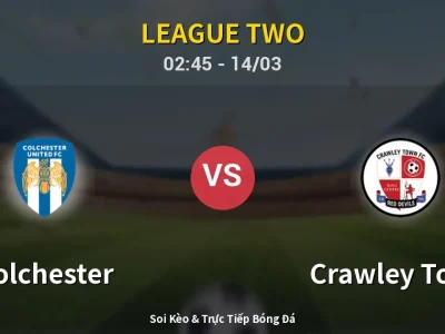 Soi Kèo Colchester vs Crawley Town – 02:45 14/03 | Nhận Định, Dự Đoán Tỷ Số