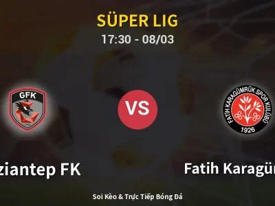 Kết Quả: Gaziantep FK 1-1 Fatih Karagümrük – Highlight & Bàn Thắng | Süper Lig